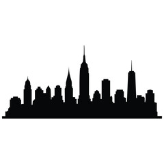Fototapeta premium New york city skyline line art black silhouette vector illustration panoramic.