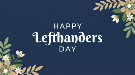 Happy left handers day greeting card with floral design