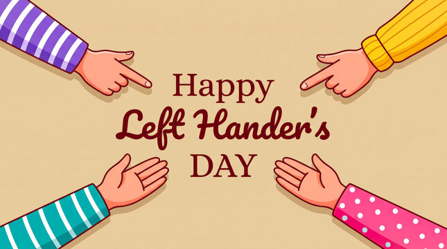 Happy left handers day illustration with pointing hands