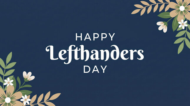 Happy left handers day greeting card with floral design