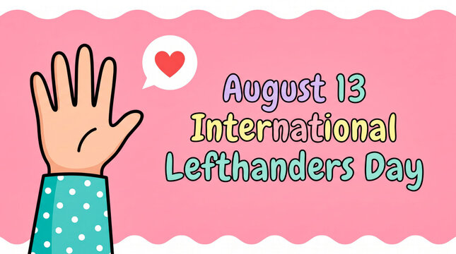 Happy left hand waving on international lefthanders day