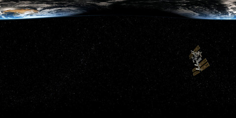 Spacecraft and Earth Limb Equirectangular Space Panorama 3D Render © Mathias Weil