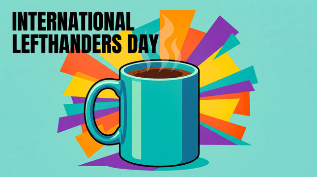 International lefthanders day celebration with colorful cup