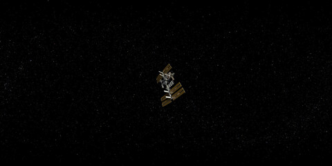 Deep Space Panorama with Space Station 3D Render © Mathias Weil