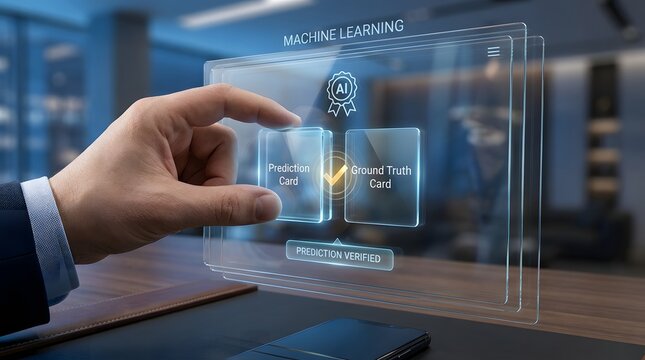 Machine learning verification process with prediction and ground truth cards