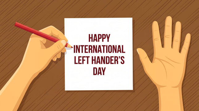 Left hand writing happy international left handers day message
