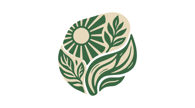 Organic Growth Logo: Sun, Leaves, and Natural Elements
