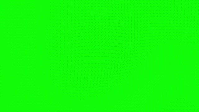 Fluid green dashes deform across a digital landscape grid in a seamless 3D animation loop suitable for broadcast title sequences and technology presentations