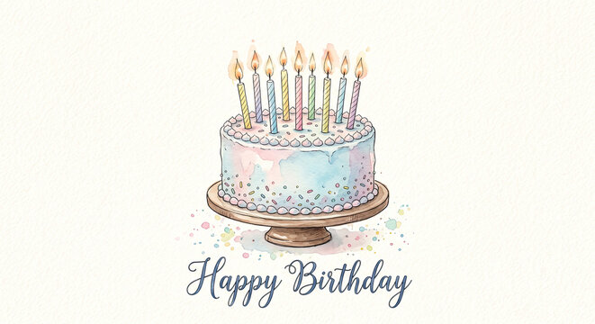 Joyful birthday cake with lit candles for happy celebration