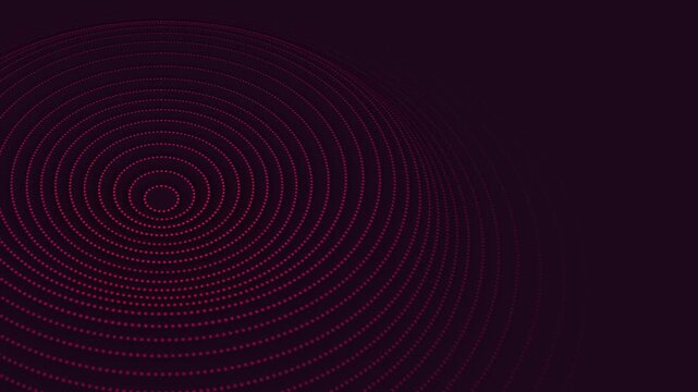 Red particles form concentric waves oscillating in a subtle grid pattern on a dark background in this minimal 3D animation loop for tech presentations