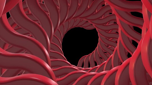 Abstract red vortex tunnel motion loop on transparent background