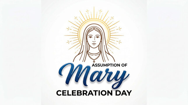 Assumption of mary celebration illustration with halo