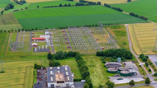Aerial Video of Power Substation and Wastewater Treatment Plant