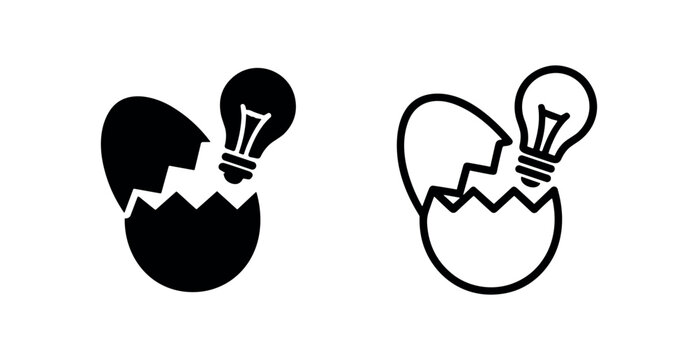New idea hatching from egg icon, creativity and innovation concept