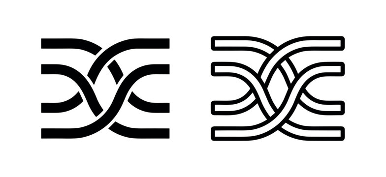 Intertwined knot or link abstract icon in glyph and line style, representing connection and complexity.