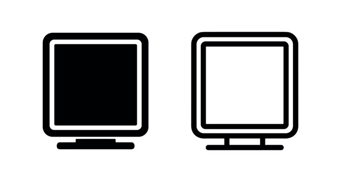Desktop computer icons in solid and outline styles