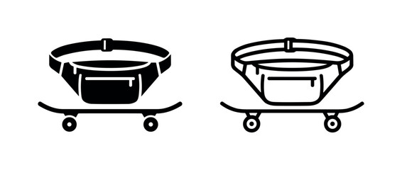 Waist bag and skateboard icon set © liubomir118809