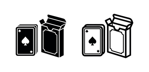 Obraz na płótnie Canvas Deck of Playing Cards and Box Icon Set