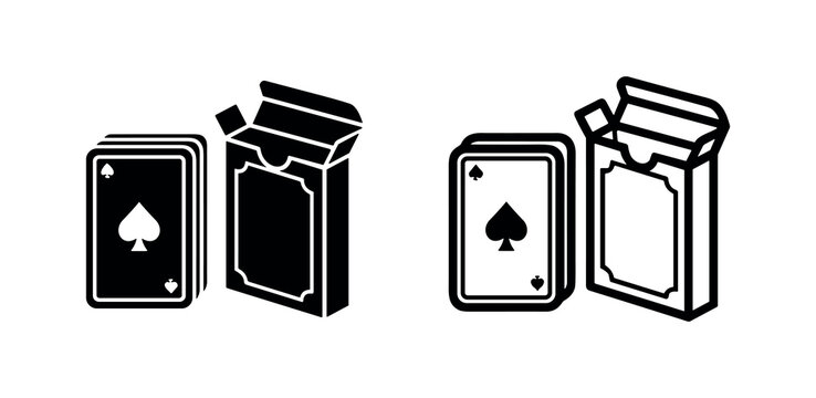 Deck of Playing Cards and Box Icon Set