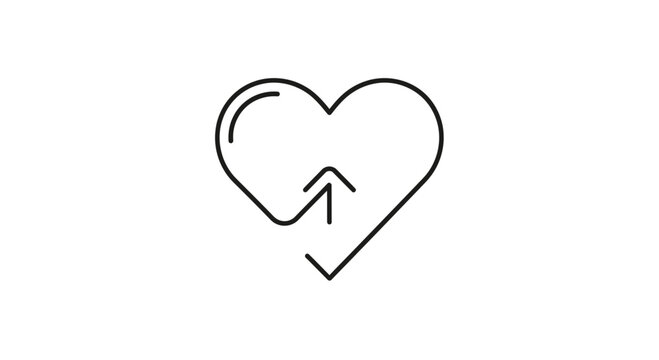 Heart Icon with Upward Arrow, Symbolizing Love Growth, Improvement, and Positive Change