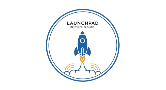Launchpad Rocket Ship Logo: Innovation, Elevation, Business Growth, Startup Success