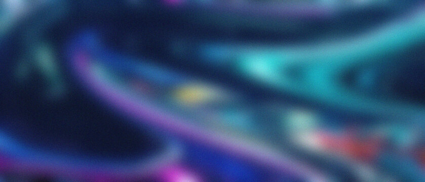 Nocturnal Cybernetic Depths: Diffused Granular Aqua-Purple Hues Intertwine with Blurry Teal and Magenta Neon Streaks Across a Textured Surface.