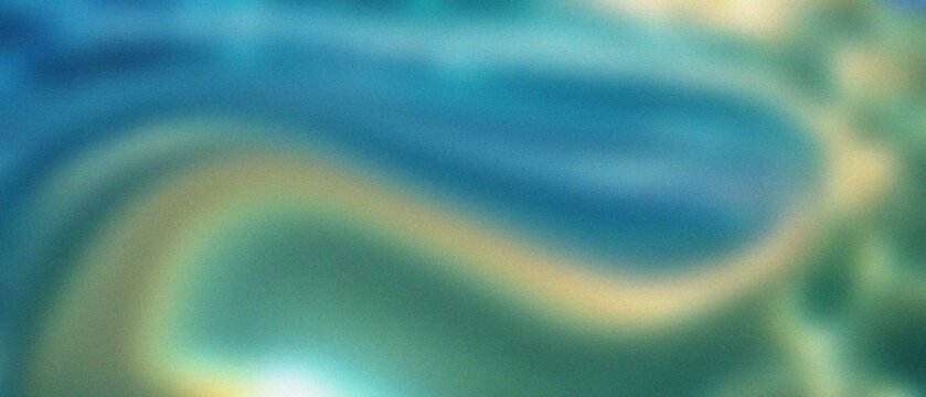 Diffused granular flow blends tranquil cerulean, deep teal, and soft luminous golden hues within an enigmatic, textured subaquatic dreamscape.