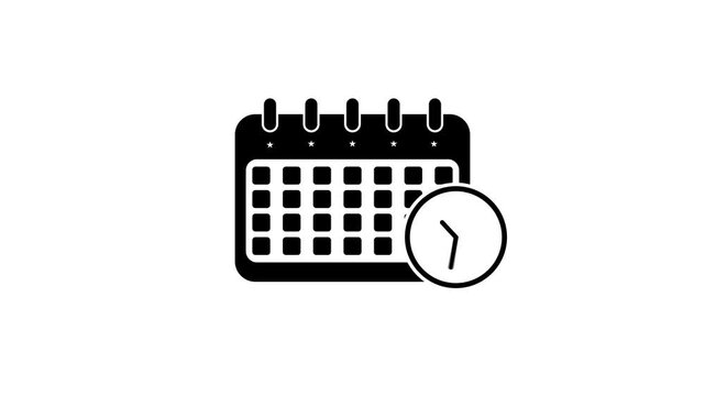 animated calendar icon animation on white background 