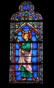 Stained glass window in La Sainte-Chapelle in Paris, France
