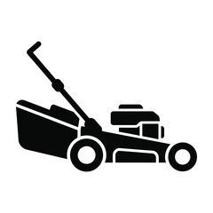 Fototapeta premium Lawn mower silhouette on white background