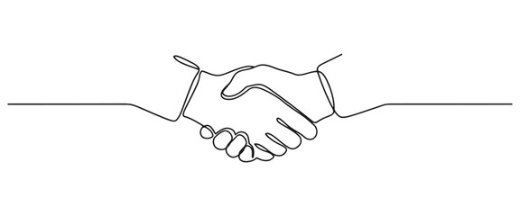 Continuous line art illustration of a business partnership handshake with handshake © Stockline
