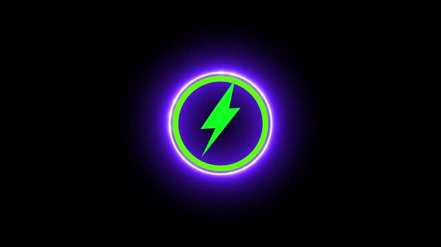 Green battery charging animation with power icon