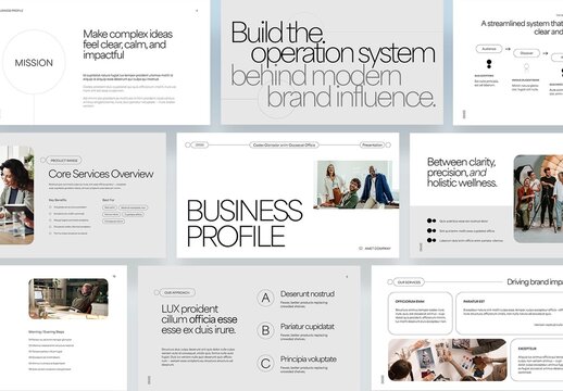 Minimalist Presentation Template For Business Pitch Deck, Corporate Keynote, Brand Profile Slides