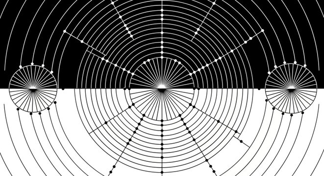 Geometric pattern with concentric circles and lines.