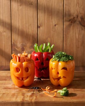 Festive halloween vegetable platters healthy pumpkin pepper snack ideas for parties and family gatherings