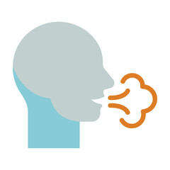 person coughing or sneezing with mouth open
