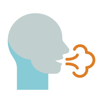 person coughing or sneezing with mouth open