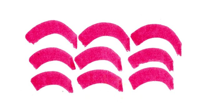 Pink marker squiggles loop in animated rows over white, with expressive hand-drawn motion mimicking fast casual sketch symbols.