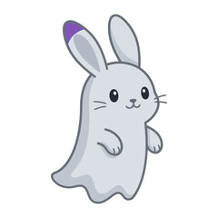 Fototapeta premium Cute Ghost Bunny Character Cartoon Vector Design Illustration Featuring A Playful Spectral Rabbit Spirit Isolated On A Simple White Background Graphic