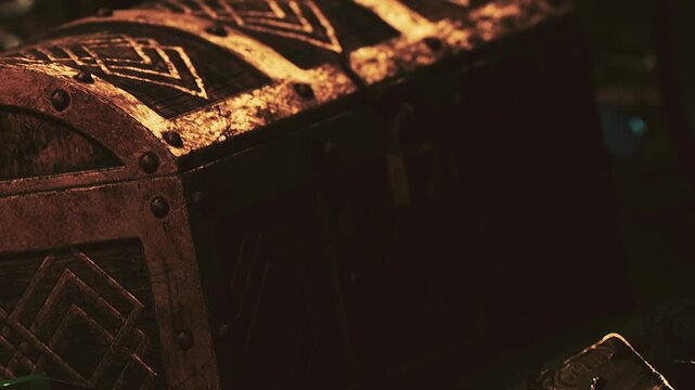 Two ancient shields are shown in detail. They have unique designs engraved on their surfaces. The setting appears to be a display area with soft lighting.