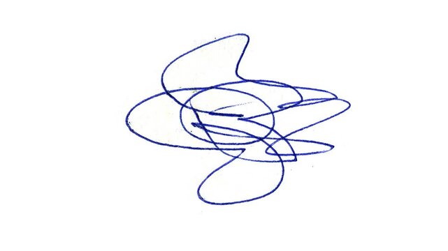 Blue pencil strokes rotate in looping motion, forming chaotic circular lines. The sketch builds visual rhythm with quick texture variations.