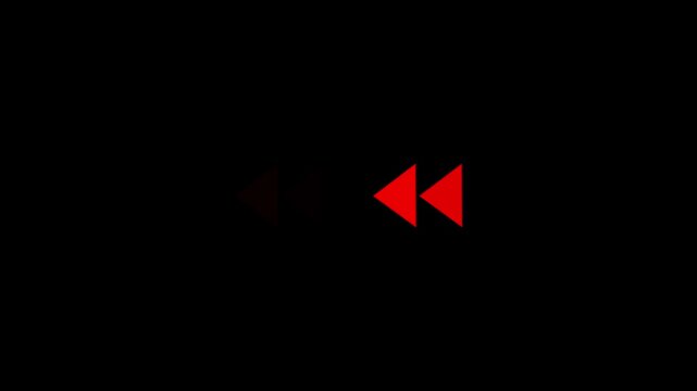 Fast forward red symbols icon symbol animation on black background. Fast forward sign moving forward. Play button arrow animation. 4k