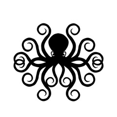 black and white Vector illustration of an octopus (marine animal) © Anas Anwar Alfarisy