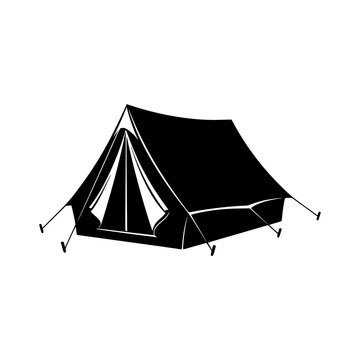 Tented camping shelter silhouette vector illustration