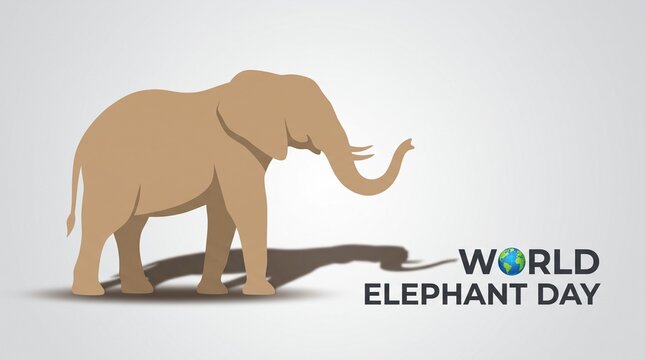 World elephant day illustration of a single elephant with elephant, illustration