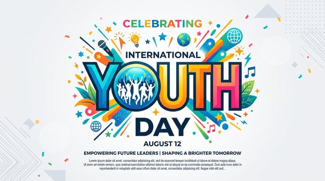 International youth day celebration with colorful graphic design and text