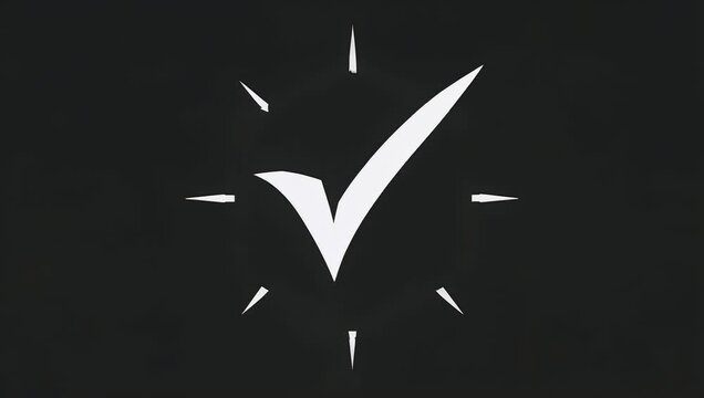 A minimalist high definition 4K flat design vector animation of a sleek octagonal verification tick mark fading smoothly onto the screen tailored for seamless integration in high tech digital user