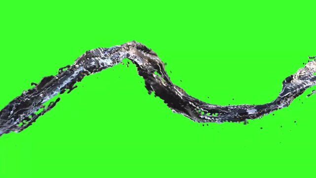 Green screen splash realistic flowing water ribbon for visual effects