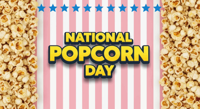 National popcorn day banner with popcorn borders