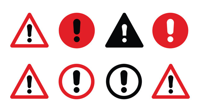 Warning vector sign collection caution alert danger